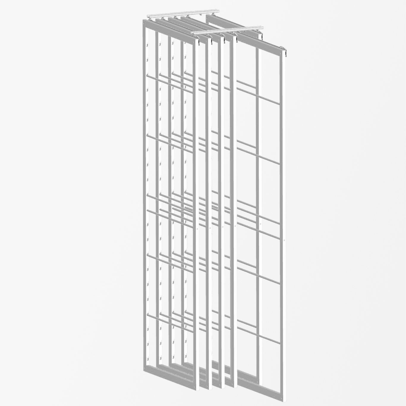 6 Frames | 24″ depth | 70″ height | Ash | White