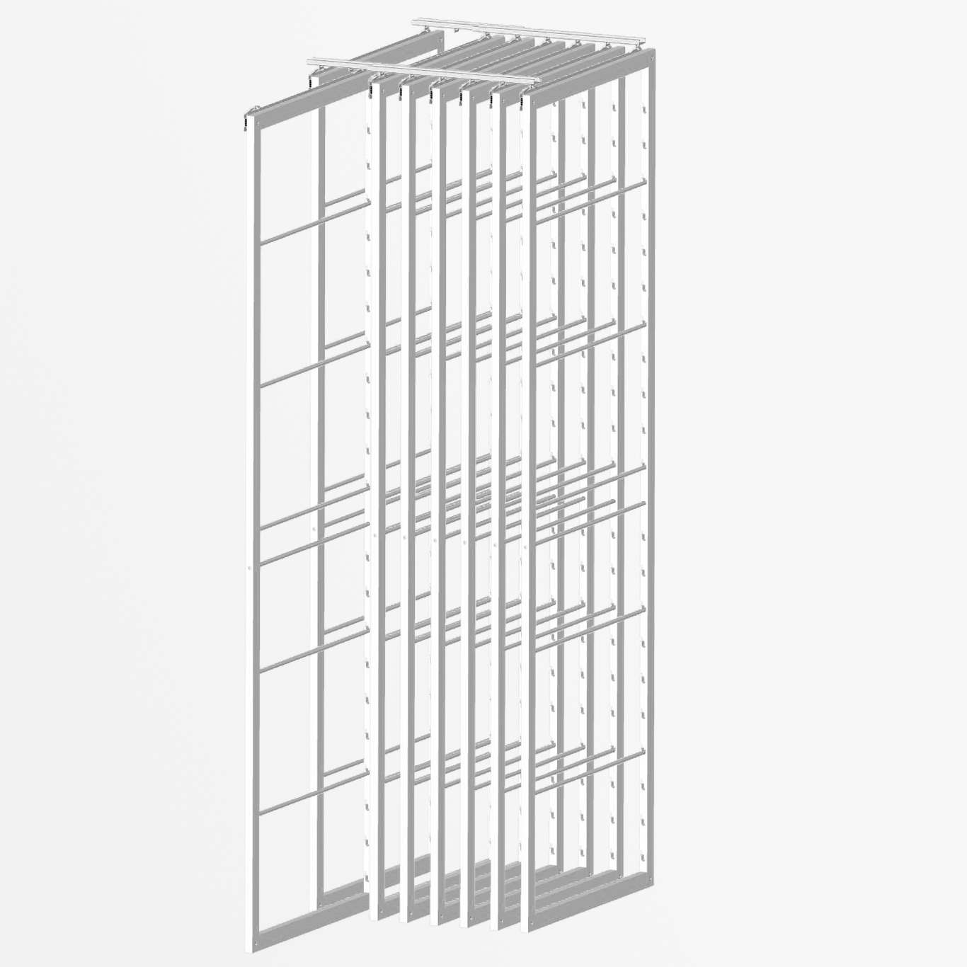 8 Frames | 30″ depth | 85″ height | Ash | White