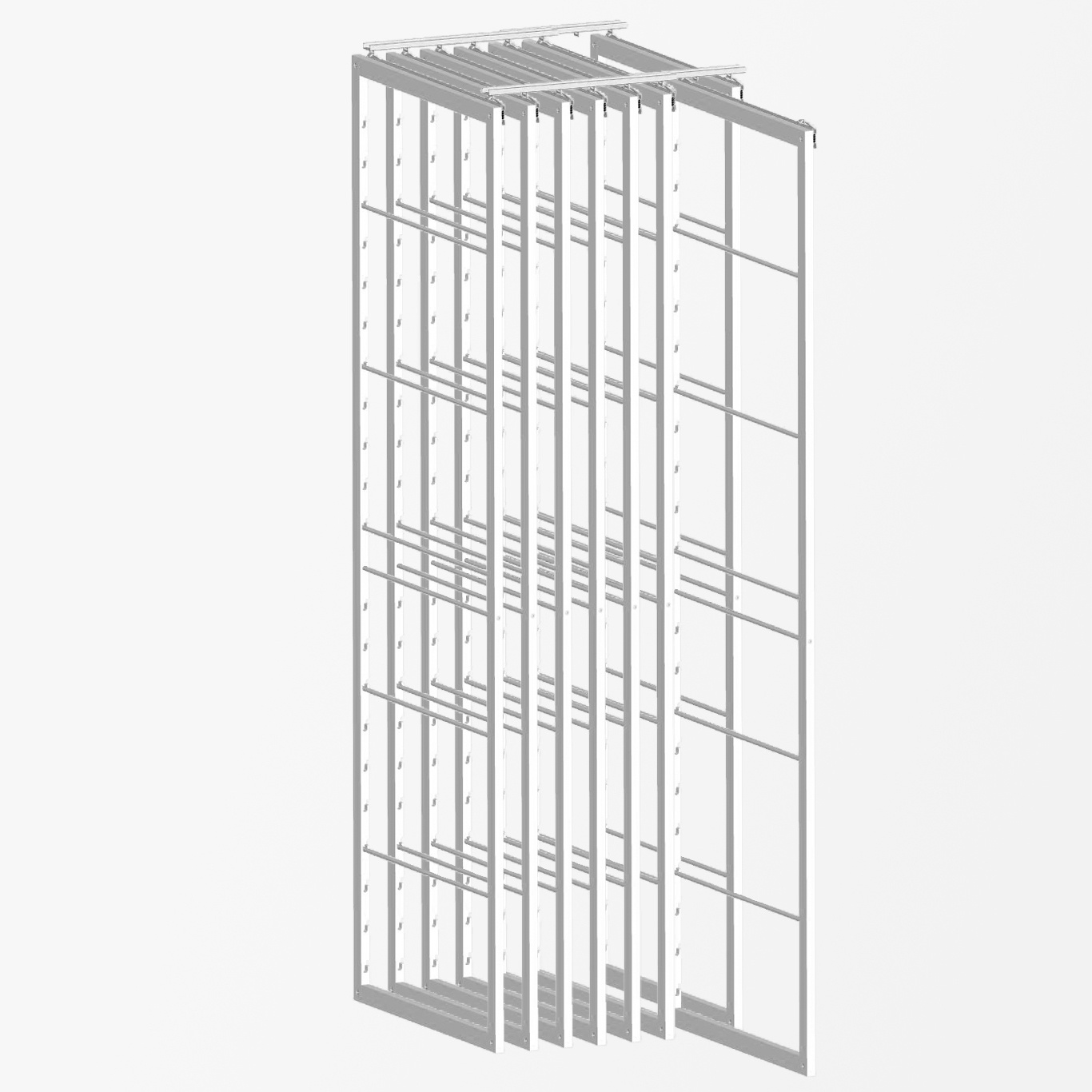 8 Frames | 24″ depth | 70″ height | Ash | White